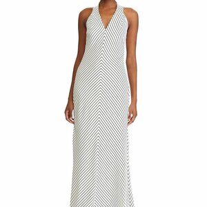 Lauren Ralph Lauren Bayla Striped Dress White Women 4 Long Sleeveless Ball Gown